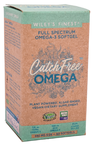 wiley's finest  Catch Free Omega 60 soft gels vegan